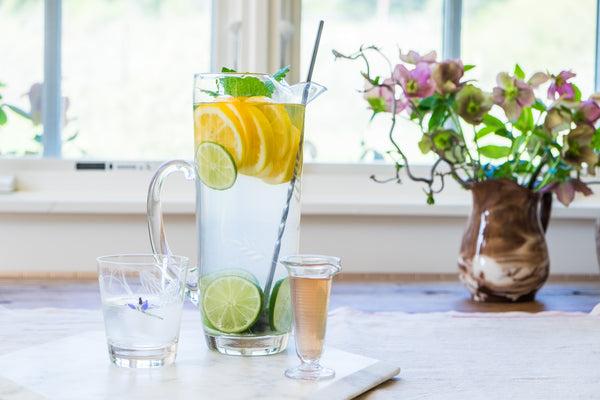 Pictured: Little Apple Treats shrubs (fruit infused vinegar) in a delicious mocktail. Photographed by Karina Roux.