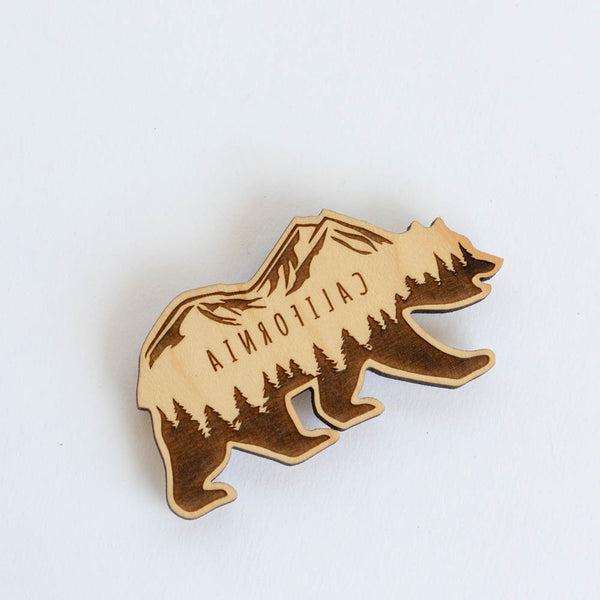 California Bear Wood Magnet