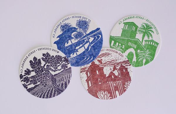 Santa Barbara Letterpress Coaster Set