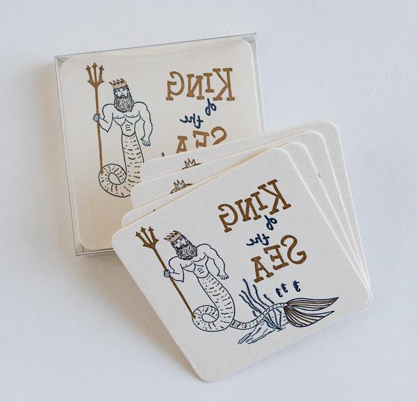 King of the Sea Letterpress Coasters