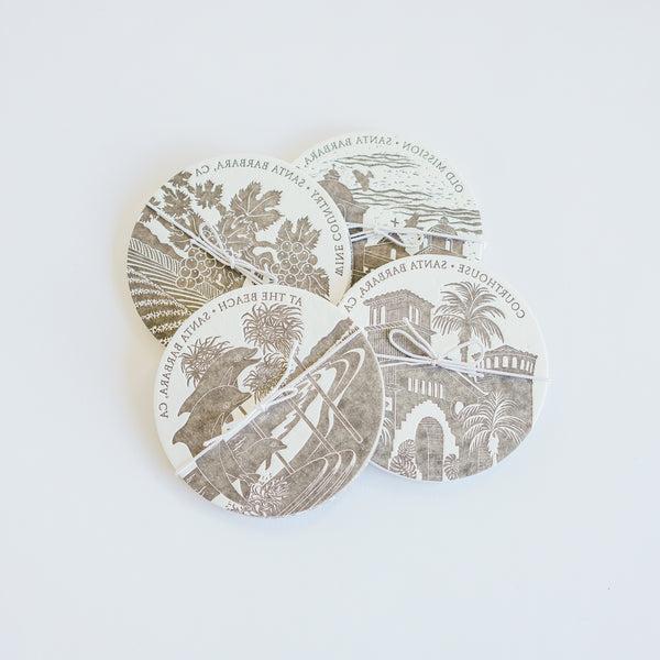 Old Santa Barbara Mission Letterpress Coasters