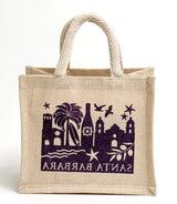 Santa Barbara skyline canvas tote with rope handle